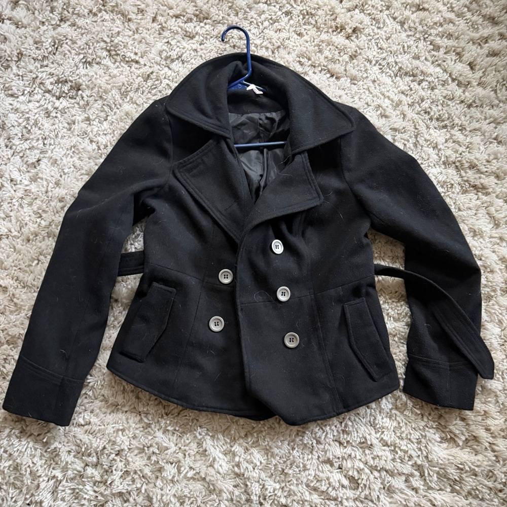 Chic Bongo winter fashion Black Double-Breasted Peacoat